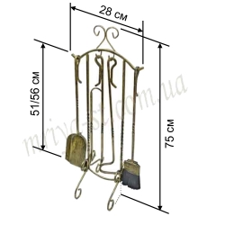 Кований набор для камина квадрат